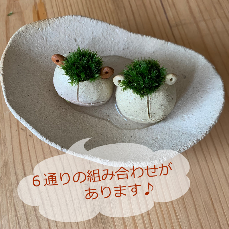 Okumanカエル装飾水月焼、二六焼 菓子器 カエル装飾水月焼、二六焼 菓子器